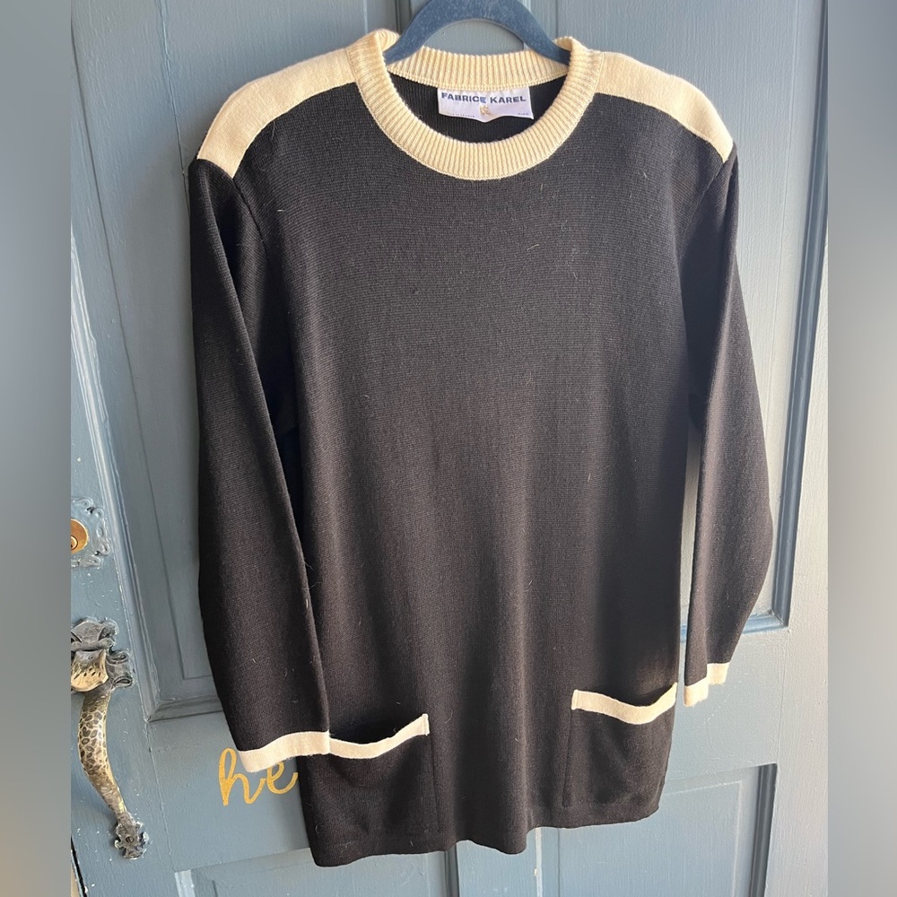 Fabrice Karel Paris Black and Cream Vintage Sweater, Size M/L